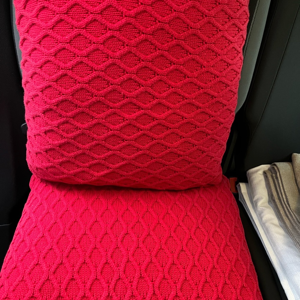 Lauren Ralph Lauren Red Textured Knit Throw Pillowcases (2x)